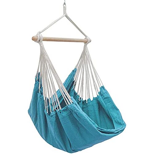 AMANKA XXL hangstoel 185x130cm hangstoel 2 personen hangzitting tot 150 kg katoen hangmat incl. 360° draaibare hangschommel blauw