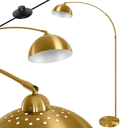 KESSER ® Booglamp met stabiele marmeren voet in hoogte verstelbaar 146-220cm wit voetschakelaar vloerlamp booglamp vloerlamp lounge RETRO design