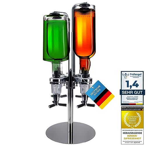 GOODS+GADGETS Bar Butler voor sterke drank Flessenhouder voor dranken 2cl Doser Drank Dispenser Bar Flessenhouder Portioneren Dranken Drank Portioneerder (4-flessen houder)