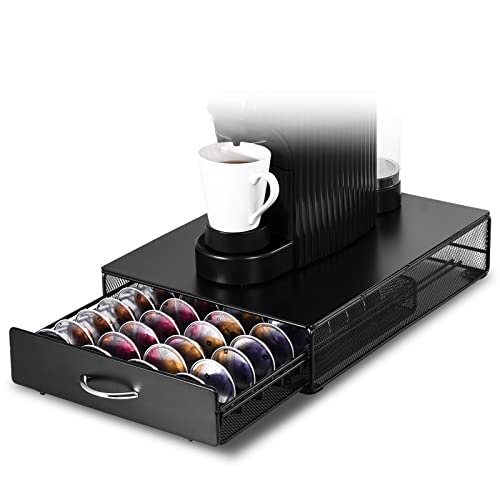 SYSYLY espresso capsulehouder met lades Koffiecuphouder Opbergbox geschikt voor Nespresso Vertuo cups 40 koffiecups Zwart