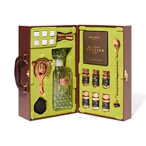 Thoughtfully Cocktails Whiskey Infusion Koffer Gift Set incl. fles voor whiskey, jigger, barlepel, recepten (bevat geen alcohol)