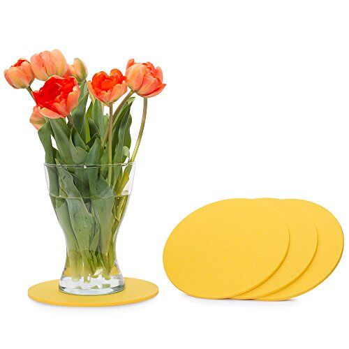FILU Vilten onderzetters rond 20cm 4-pack (kleur naar keuze) geel onderzetters van vilt voor tafel en bar als glasonderzetter/drankonderzetter voor glas en glazen