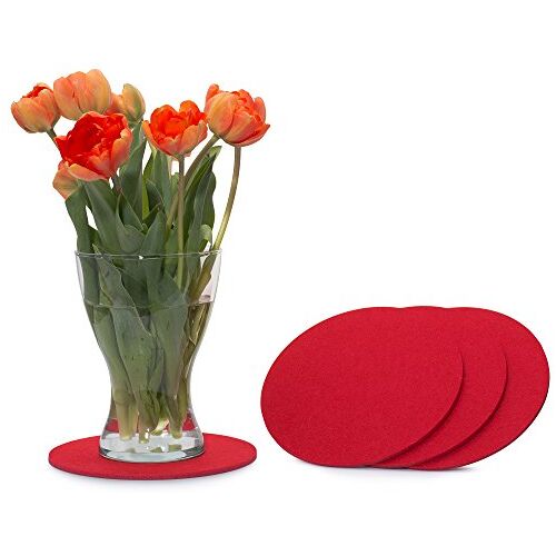 FILU Vilten onderzetters rond 20cm 4-pack (kleur naar keuze) rood onderzetters van vilt voor tafel en bar als glasonderzetter/drankonderzetter voor glas en glazen