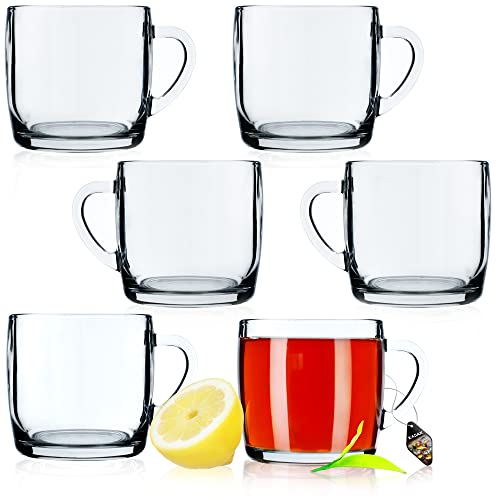 KADAX Theeglazen, set van 6 glazen met handvat, glazen bekers voor 6 personen, vaatwasserbestendig, drinkglazen voor koffie, thee, water, sap, drank, sapglazen, waterglazen, glazenset