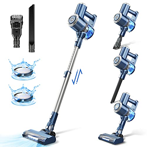 PRETTYCARE Stofzuiger Draadloos 20000Pa,  4 in 1 Vacuum Cleaner 30 minuten batterijduur，Stofzuiger zonder zak, Car Stick-stofzuiger met LED-licht Stofzuiger zonder stofzak voor tapijtvloer Dierenhaar