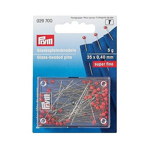 Prym Pinnen met glazen kop van 0,40 x 35 mm, rood