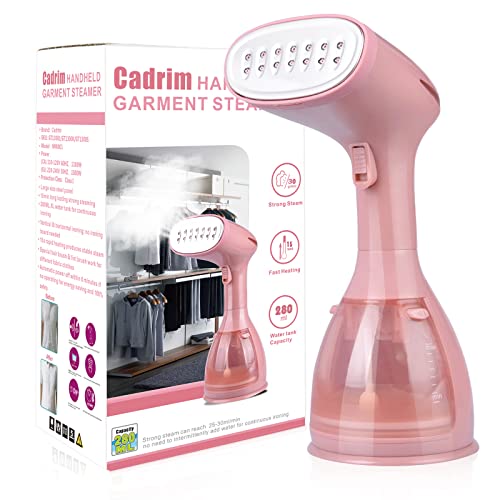 Cadrim Stoomstrijkijzer, 280 ml, 1500 W, handige stoomstrijkijzer, snelle opwarming, draagbaar strijkijzer, stoomstrijkijzer, kleine apparaten voor huishouden, reizen en vakantie, dagreis (roze)