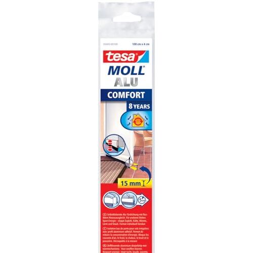 tesa Moll Comfort dorpelstrip met veersysteem, 1 m x 40 mm, wit