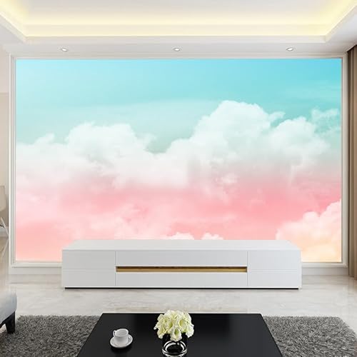 ZZDXW Behang groen roze wolk fotobehang vliesbehang fotobehang 3D-effect decoratie behang woonkamer behang kantoor hal fotobehang slaapkamer kinderkamer behang 210 x 140 cm