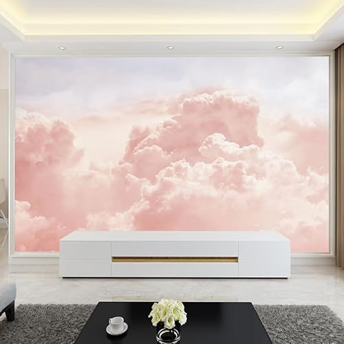 ZZDXW Behang roze beige wolk fotobehang vliesbehang fotobehang 3D-effect decoratie behang woonkamer behang kantoor hal fotobehang slaapkamer kinderkamer behang 210 x 140 cm