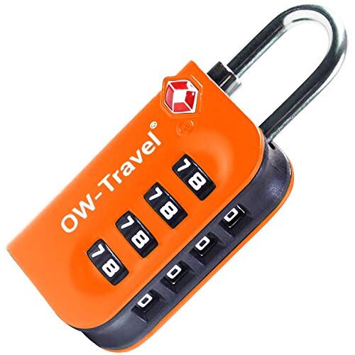 OW-Travel TSA Slot. Hangslot met cijfercode. Cijferslot 4 cijfers. Bagageslot Cijfercodeslot. Cijfersloten voor koffer rits bagage tas rugzak gymkluisje. Kofferslot cijfercode Oranje 1 Stuk