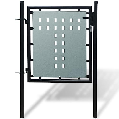 AIJUUKJP Hardware Schermen & Barrières Poorten-Zwart Enkele Deur Hek Poort 100 x 125 cm