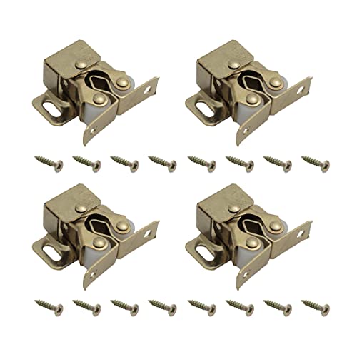 HARMAC HOUSE Deurvangsten sluitingen, ® 4 Pack dubbele roller sterke hold kast deurvangsten, dubbele rolvangsten kast vangt deursluitingen (goud)