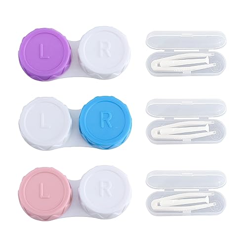 ATBUSS 3-delige contactlens-applicator, 3-delige contactlenzenhouder, gereedschap voor het verwijderen van contactlenzen, contactlenzenapplicator, opbergdoos voor het weken van contactlenzen