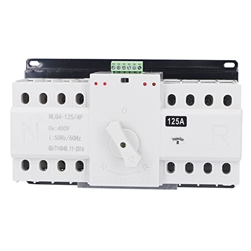 Buachois Dual Power automatische transferschakelaar, AC 400 V, 4 P, 125 A, ATS, CB, net-0-noodstroomomschakelaar, automatische noodstroomomschakelaar voor gemeentelijke stroom, USV, omvormer, zonne-energie