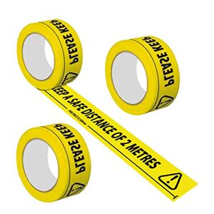 CHENKEE Veiligheidsbord Tape,  3 stuks Zelfklevende 33M Hazard Tape Zwart & Geel Veiligheid Tape Waarschuwing Vloer Stickers Sociale Afstandteken Toepassen op voor Winkelcentrum Office