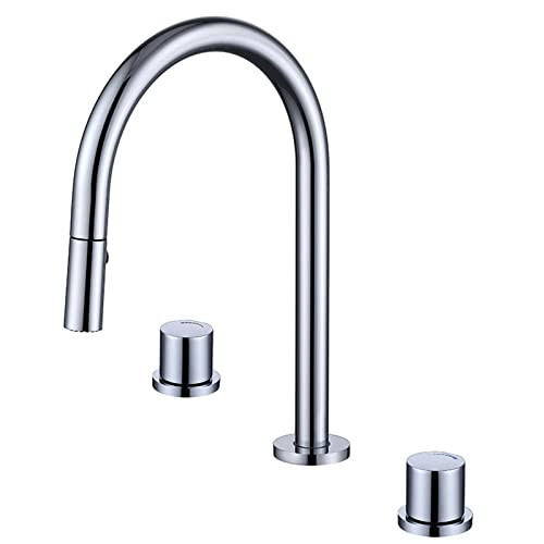 YAGFYg Basin Mixer Kitchen Tap with Pull Out Spray Basin Mixer Tap Taps for Bathroom Basin Hot and Cold Basin Mixer Taps Chrome