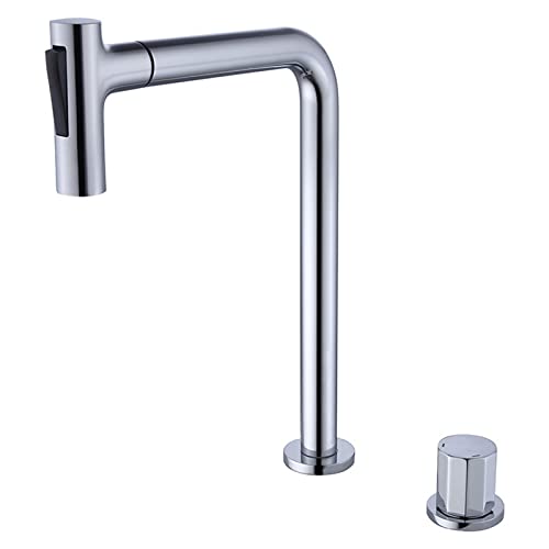 YAGFYg Basin Mixer Tap 2 Hole Pull Out Mixer Basin Tap Kitchen Taps Mixer Taps for Bathroom Basin Mixer Tap Bathroom Sink Chrome,Tall