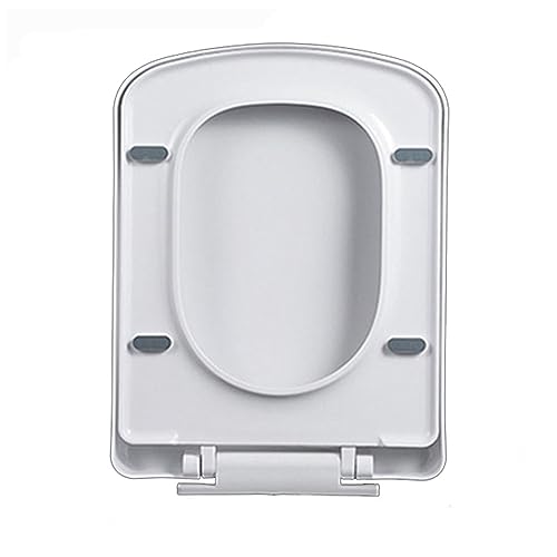 KAREFRI Vierkante toiletbril Soft Close, Mute Close Vierkant toiletdeksel Wit Modern Soft Close toiletdeksel, snelsluiting, 04D