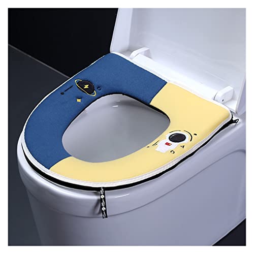 LoRier Huishoudelijke kleur Matching Toiletzitting Spons Toiletzitting Toiletzitting Dikte Toiletzitting wc bril (Size : Planet blue yellow)