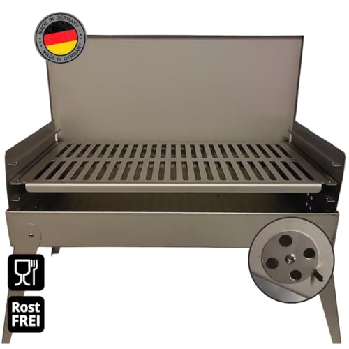 Terma Mobiele klapgrill, houtskoolgrill van roestvrij staal, zakgrill voor camping, campinggrill, inklapbaar, reisgrill, trekking, outdoor, grillplezier, barbecue, camping, picknick grill, hengel,