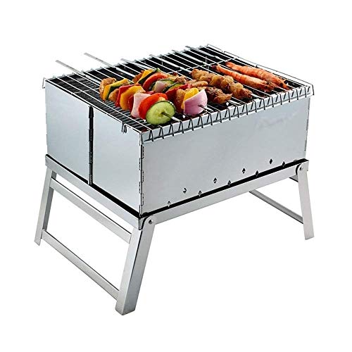 QIByING BBQ Grill Outdoor Charcoal Grill Barbecue Portable BBQ Stainless Steel Folding BBQ Camping Grill Tabletop Grill Grill for Portable Camping Cooking Small Grill