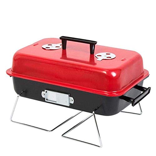 QIByING BBQ Grill Outdoor Charcoal Grill Barbecue Portable BBQ Stainless Steel Folding BBQ Grill Camping Grill Tabletop Grill for Portable Camping Cooking Small Grill (Color : Rosso)