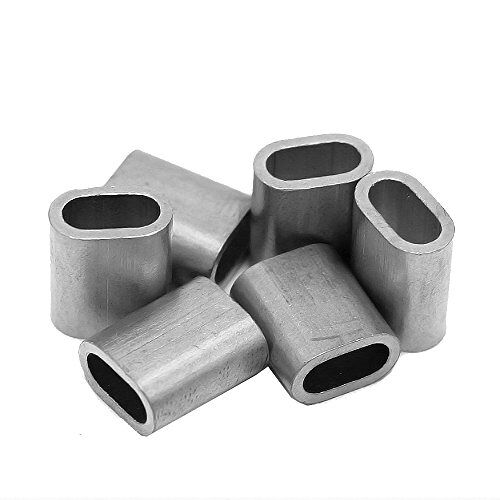 Constrabo ®   20x aluminium persklemmen 6,5 mm   Ovale aluminium pershulzen volgens DIN EN 13411-3 (DIN 3093)  Pershulze, aluminium klem staalkabel, draadkabel persklem, klembus, staalkabelklemmen