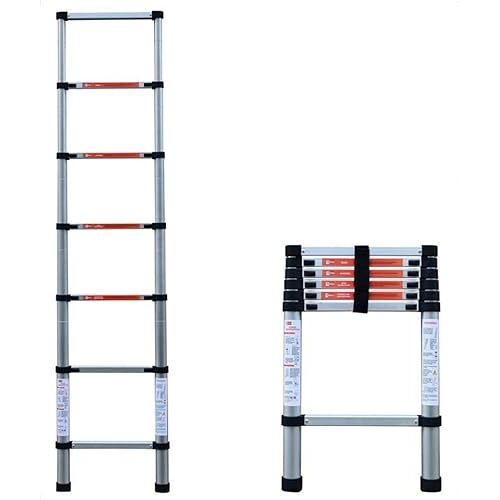 YAXANSIH Aluminium telescopische loftladder, pull-down zoldertrap intrekbare ladder 150 kg draagvermogen (maat: rechte ladder-3,2 m) (rechte ladder)