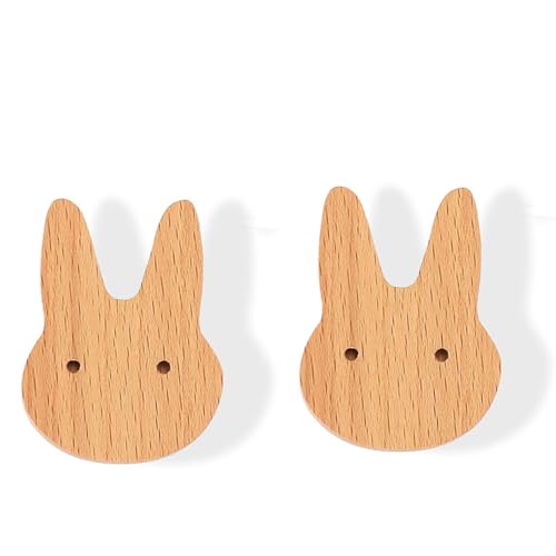 FUNGTN Set van 2 decoratieve houten meubelknoppen voor ladekast marine hout bos dieren kinderen meubilair lade handgrepen voor decoratie,H