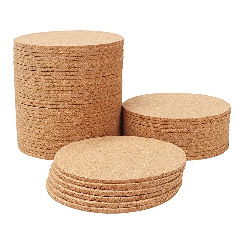 FLOTRUTE Onderzetter van kurk, ronde retro onderzetters, set van 50 onderzetters, hout, kurkonderzetters, 10 cm, onderzetters voor dranken, grappige koffie-thee-onderzetters, geschikt voor thuis, restaurant