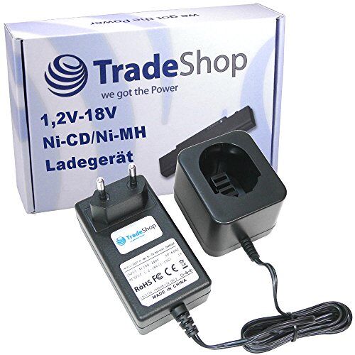 Trade-Shop Ni-MH Ni-Cd acculader (7,2 V, 9,6 V, 10,8 V, 12 V, 14,4 V, 15,6 V, 18 V) laadstation snellader compatibel met Dewalt, Black&Decker, Würth, Roller