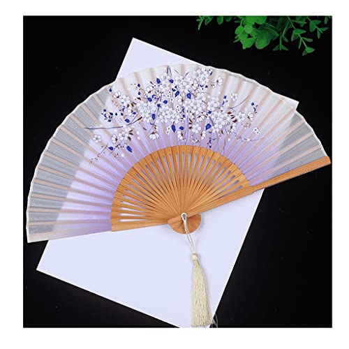 FNGHF Vouwventilatoren Bloemenvouwventilatoren Chinees/Japans Vintage Retro-stijl Handventilatoren Zijden ventilatoren Fans met kwastje voor decoratie Handventilatoren