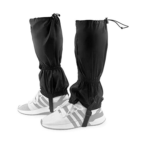 QWORK ® Outdoor-slobkousen Verstelbare waterdichte ademende beenbescherming Gaiter Snowboots Legging-gaiter voor buiten wandelen Skiën Klimmen (zwart)