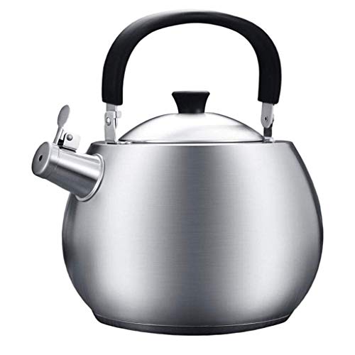 BybAgs Ketels, Roestvrijstalen Waterketel Fluiten Ketel Water Kettle Eenvoudige Stijl Kettel Travel Camping Design Retro Classic Mode Style/Zilver/4.5L