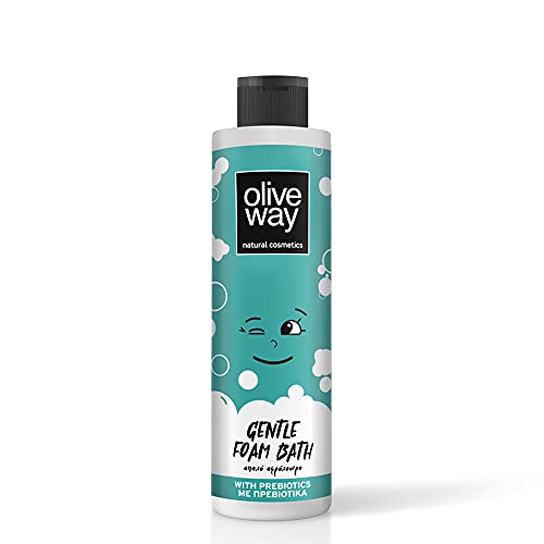 Oliveway Natuurlijke Mild badschuim voor kinderen (250 ml), met prebiotica, olijfblad- en kamille-extracten en vitamine E