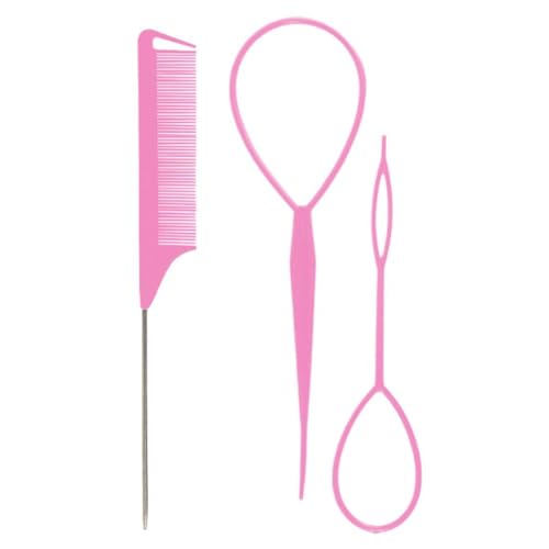 Yisawroy 3 Stks/set Franse Vlechten Tool Maken Kapsels Elastische Haarbanden Remover Cutter Staart Kam Haar Styling Tools Haar Vlechten Accessoire Haar Vlechten Gadget Haar Vlechten Helper Haar Vlechten