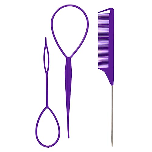 Yisawroy 3 Stks/set Franse Vlechten Tool Maken Kapsels Elastische Haarbanden Remover Cutter Staart Kam Haar Styling Tools Haar Vlechten Accessoire Haar Vlechten Gadget Haar Vlechten Helper Haar Vlechten