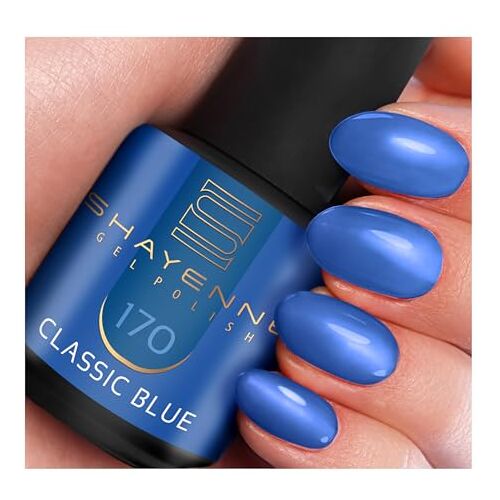 Shayenne Shellac gelnagellak, 15 ml, voor uv-ledlamp, 170 Classic Blue blauw, gelnagellak voor uv-nagellamp, led-nagellak, gellak, nagelgel