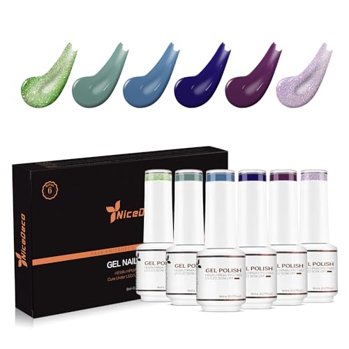 Nicedeco Gel Nagellak Set Semi-permanent Gellak UV LED Soak Off Gellak Set Kleuren 6 X 8ML Gift Kit 12