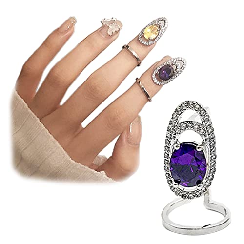 luchike Strass vingernagel ring vingertip ring unieke vingernagel beschermhoes nail art bedels accessoires voor vrouwen meisjes paarse diamant