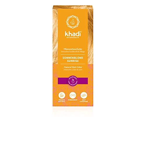 Khadi Sun Blonde Plantaardige haarkleuring, haarkleuring voor glanzend honingblond tot sterk