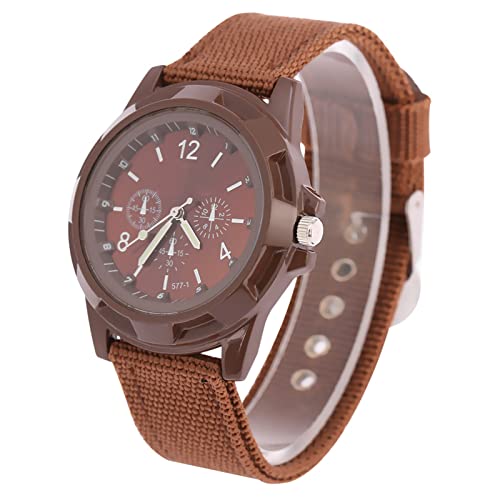 YUYTE Herenhorloges Militaire Horloges voor Heren Militair Legerhorloge Analoge Polshorloges voor Heren Datumweergave Tactische Veldsporten Minimalistische Horloges(Bruin)