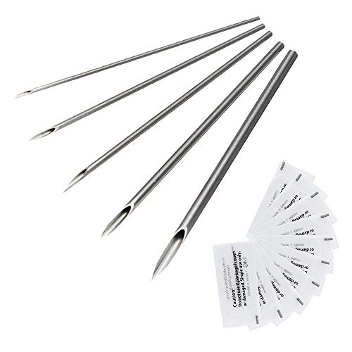 SOTICA Ear Nose Piercing Naalden  50PCS Wegwerp Schoongemaakte Piercing Naalden Gemengde Maten 12g 14g 16g 18g 20g voor Oor Neus Navel Lip Piercing Benodigdheden Piercing Kit Body Piercing Tool