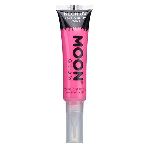 Moon Glow Neon UV gezichts- en lichaamsverf met penseel van  15ml intens roze