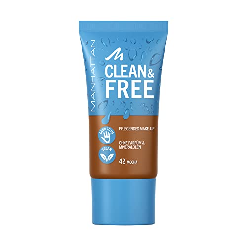 Manhattan Clean & Free Skin Tint Fb. 42 Mocha, hydraterende make-up, veganistisch, 30 ml
