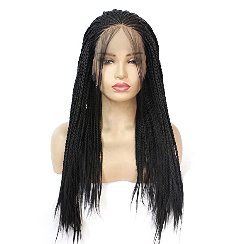 XiaXia Lace Front Wigs,Braided Lace Front Wigs for Black Women African American Braids Wigs Synthetic Color Cheap Box Braided Hair Braids Knotless Braids Full Frontal Closure Wig Glueless Wig,14 inch