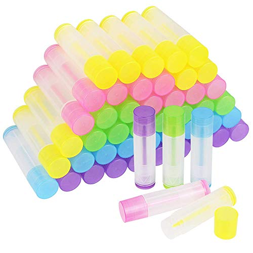 ProLeo 50 stuks lege lippenbalsem, lege lippenbalsem, containers, gekleurde hulzen voor lippenbalsem, zelfgemaakte balsem, doe-het-zelf cosmetica, 50 stuks