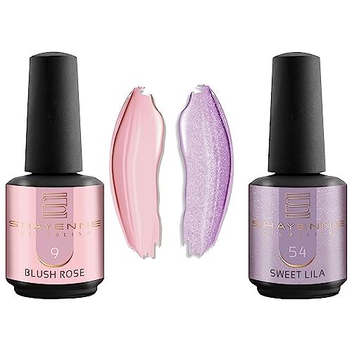 Shayenne Set van 2 uv-gelnagellak 9 Blush Rose Pink 15 ml + 54 Sweet Purple 15 ml UV LED-lamp kleurlak gellak nagellak nagellak nagellak Shellac (30 ml)