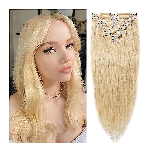 Xilin-872 Haarextensies 10-24 inch Clip in Hair Extensions Echt haar Blonde Hair Extensions Onzichtbare Clip in Extensions Wit Blonde Real Hair extensions Clip in echt haar 120g 8st Pruik (Size : 10inches 1PC